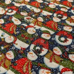 Festive Shimmery Snowman Fabric, 1 yard (F02)